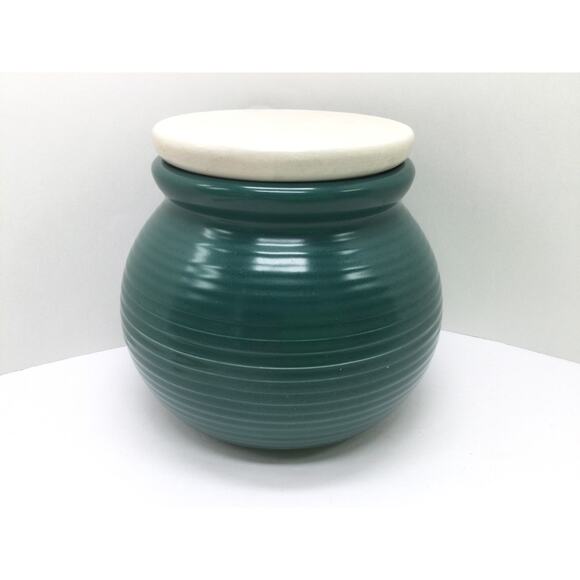 Forest Green Ceramic Kitchen Canister Set with lids lot of 3 - Picture 6 of 11